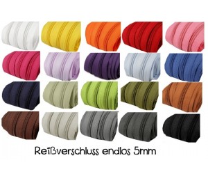 Endlos Reißverschluss 5mm mit 2 Schieber